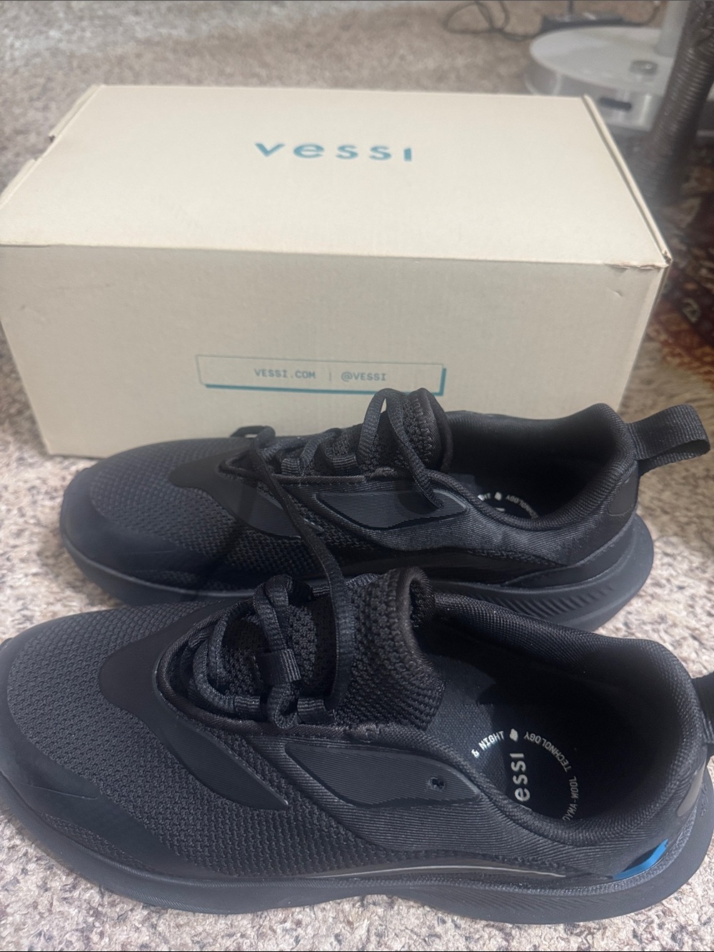 Vessi Black Low-Profile Waterproof Sneakers
